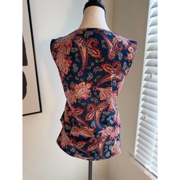 Paisley Sleeveless Blouse / Crochet Neckline –Boho Chic Top | Soft & Light| Sz M - Picture 4 of 4